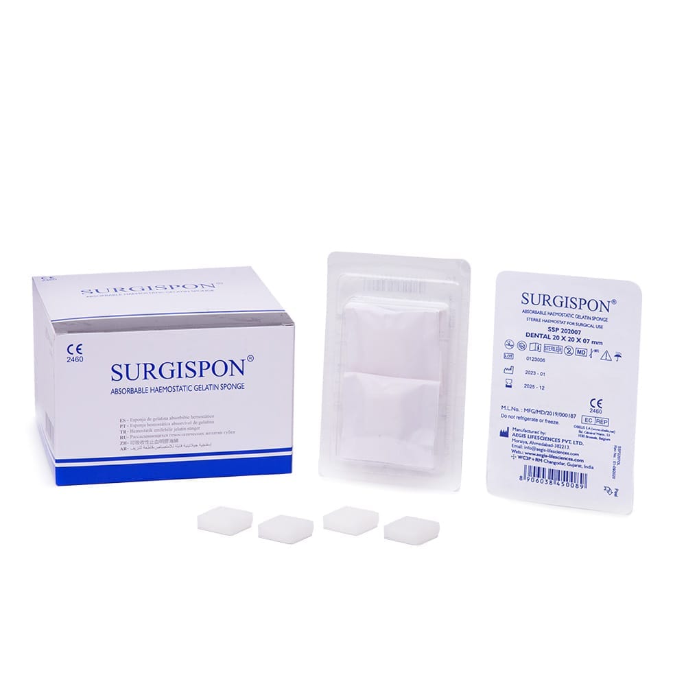 SURGISPON Dental/HNO-Platte Absorbierbarer Hämostatischer Schwamm – Aegis Lifesciences Pvt Ltd, Blutstillung