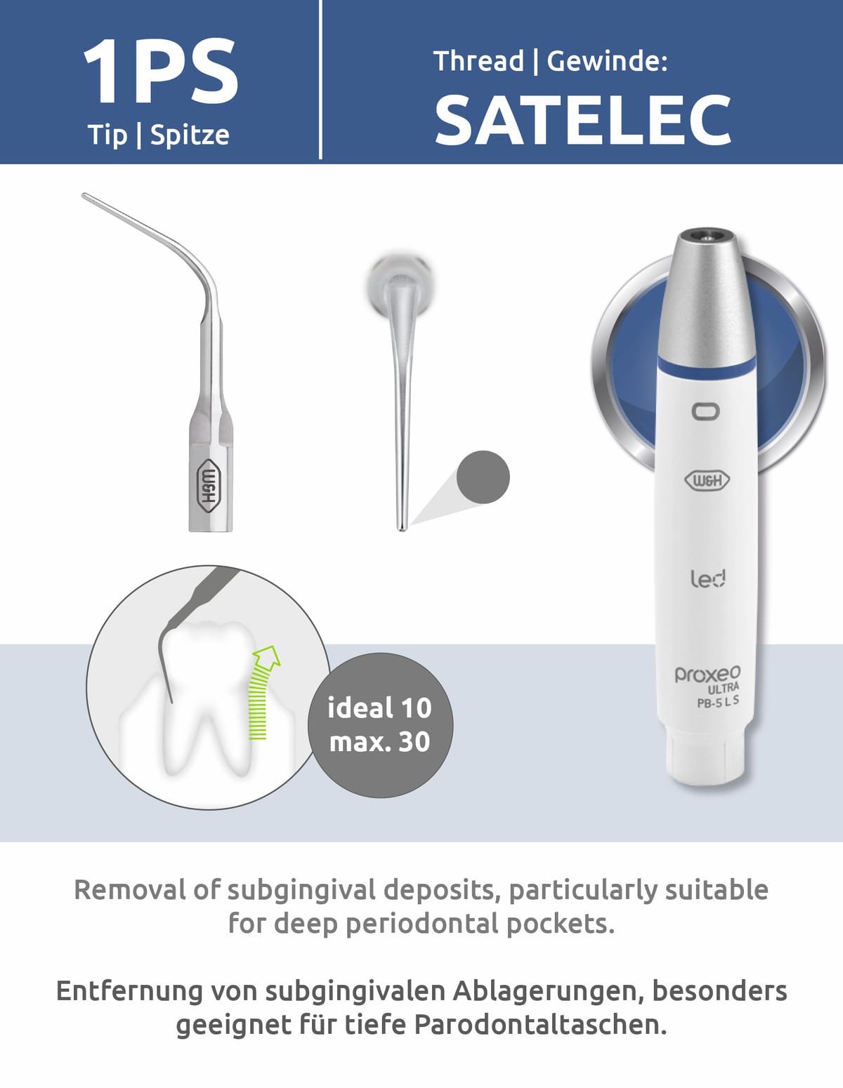 Spitze 1PS (Satelec Gewinde) mit Wechsler – DKL Chairs, Ultraschallgeräte