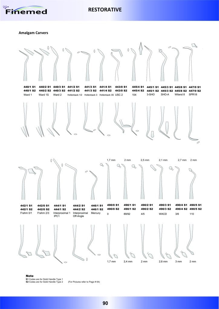 Amalgam carvers – Fine Med Instruments, Füllungsinstrumente