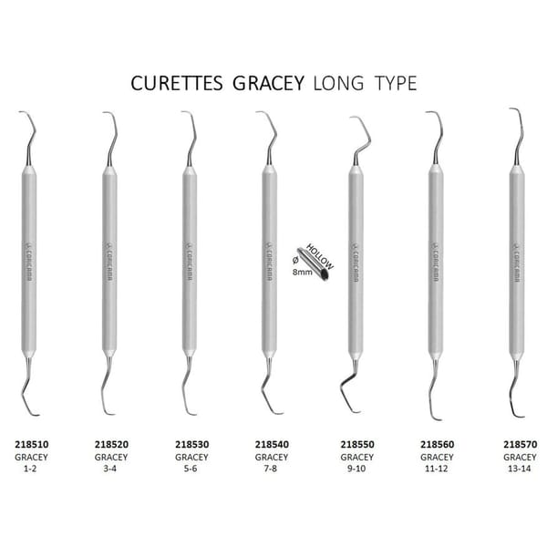 218500 - SET CURETTES GRACEY LONG TYPE