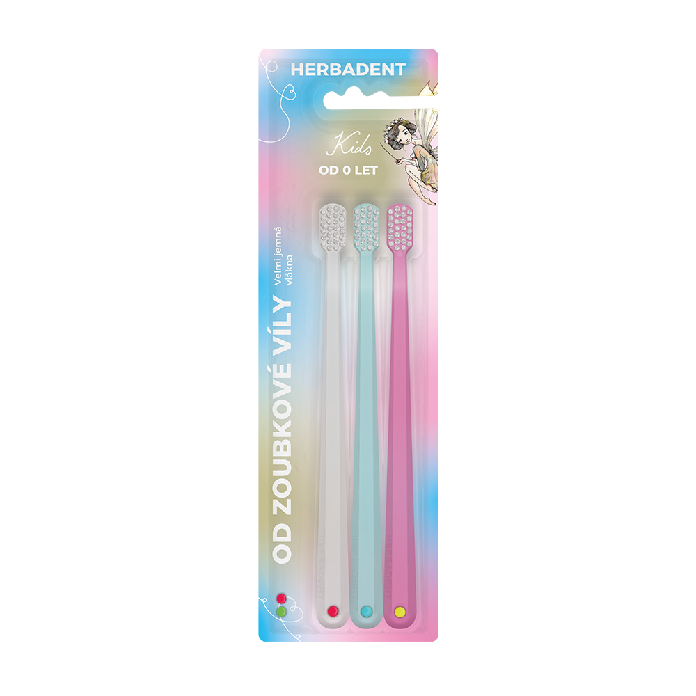 HERBADENT KIDS GLOW Zahnbürsten mit sehr weichen Borsten 3 Stk. – HERBADENT, Zahnbürsten