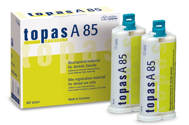 topas PERFECT A85 hard bite registration material 86507 – Müller-Omicron, Bissregistrierung