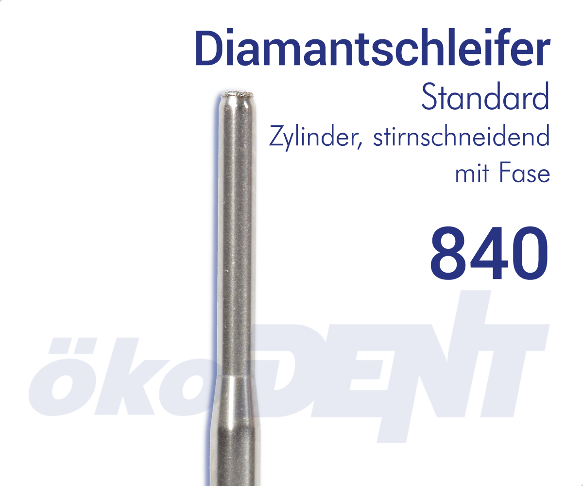 Standard-Diamant 840 - Zylinder, Stirn schneidend – ökoDENT, Diamanten