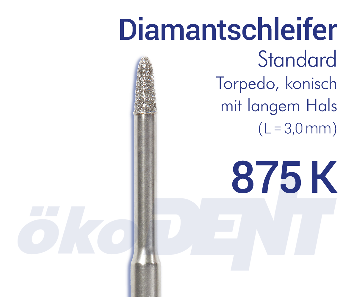Standard-Diamant 875K - Torpedo, konisch, mit langem Hals – ökoDENT, Diamanten