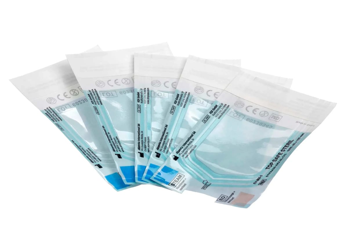 Sterilization Pouches 60 x 100 mm – Akzenta International SA, Sterilisationsschläuche und -beutel