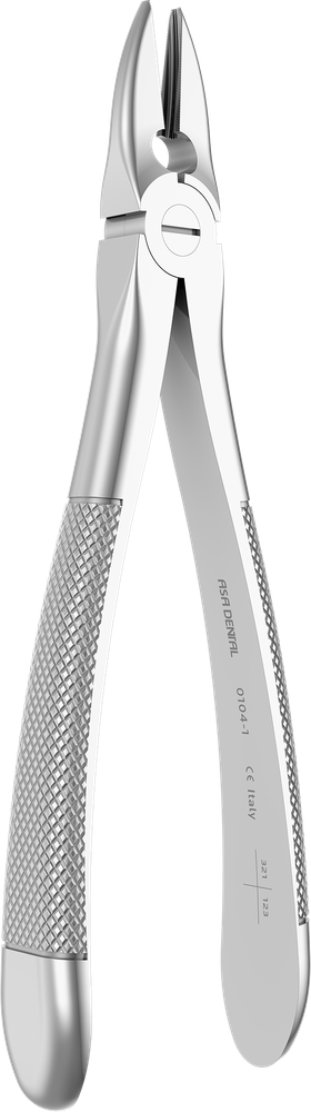 Universal-Extraktionszange für OK-Frontzähne - 17.2 ± 0.2 cm - mit geriffelten Spitzen 0104-1 – ASA Dental S.p.A. Uninominale, Extraktionszangen Oberkiefer