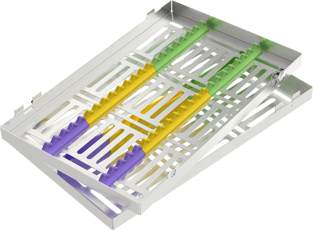 Kassette für 20 Instrumente (lila, gelb, grün) 2770-1MX – ASA Dental S.p.A. Uninominale, Trays, Sterilcontainer und Zubehör