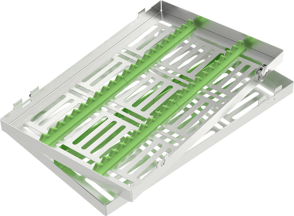 Grün - LARGE 288x182x34 mm - für 20 Instrumente mit Silikon-Schiene 2770-1V – ASA Dental S.p.A. Uninominale, Trays, Sterilcontainer und Zubehör