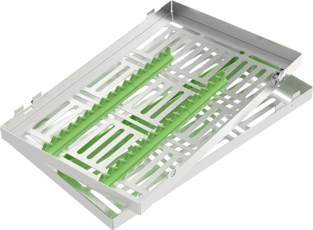 Grün - LARGE 288x182x34 mm - für 15 Instrumente mit Silikon-Schiene 2770-2V – ASA Dental S.p.A. Uninominale, Trays, Sterilcontainer und Zubehör