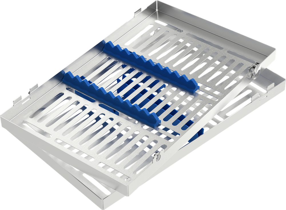 Blau - 288x182x60 mm - für 10 Instrumente mit Silikon-Schiene 2770-3 – ASA Dental S.p.A. Uninominale, Trays, Sterilcontainer und Zubehör