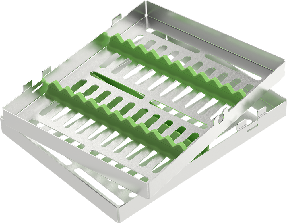 Grün - MEDIUM 182x144x34 mm - für 10 Instrumente mit Silikon-Schiene 2771-1V – ASA Dental S.p.A. Uninominale, Trays, Sterilcontainer und Zubehör