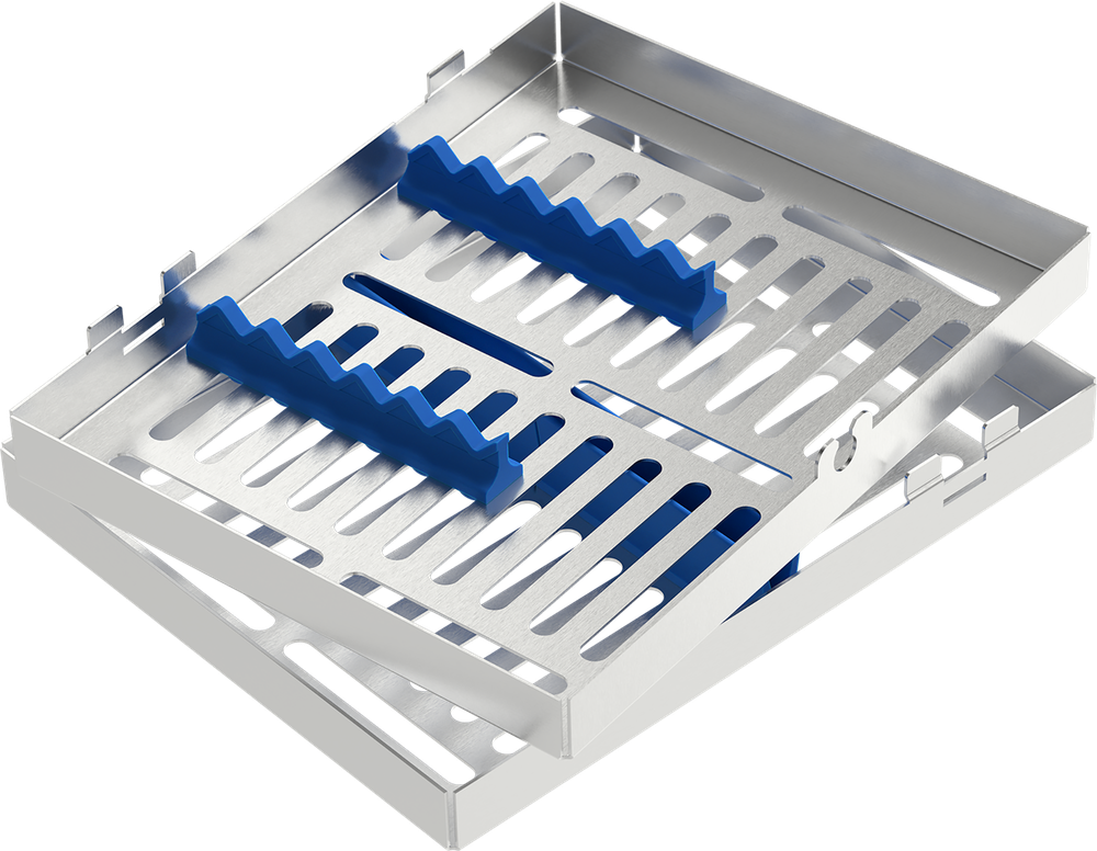 Blau - MEDIUM 182x144x34 mm - für 5 Instrumente mit Silikon-Schiene 2771-2 – ASA Dental S.p.A. Uninominale, Trays, Sterilcontainer und Zubehör
