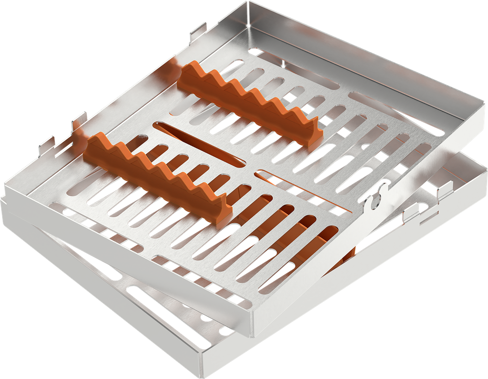 Orange - MEDIUM 182x144x34 mm - für 5 Instrumente mit Silikon-Schiene 2771-2A – ASA Dental S.p.A. Uninominale, Trays, Sterilcontainer und Zubehör