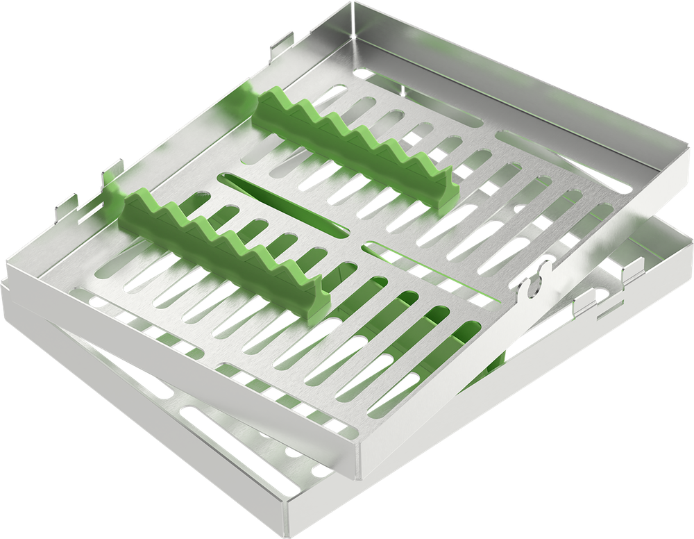 Grün - MEDIUM 182x144x34 mm - für 5 Instrumente mit Silikon-Schiene 2771-2V – ASA Dental S.p.A. Uninominale, Trays, Sterilcontainer und Zubehör