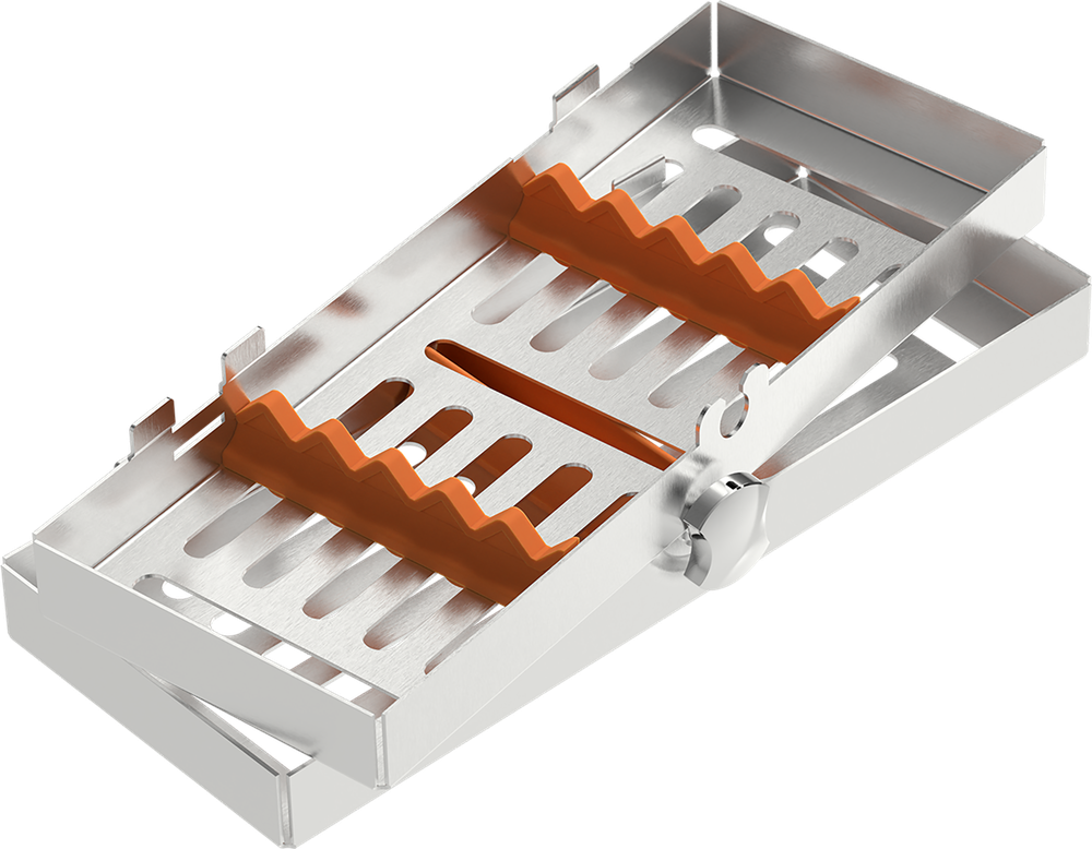 Orange - MINI 182x72x34 mm - für 5 Instrumente mit Silikon-Schiene 2772-1A – ASA Dental S.p.A. Uninominale, Trays, Sterilcontainer und Zubehör