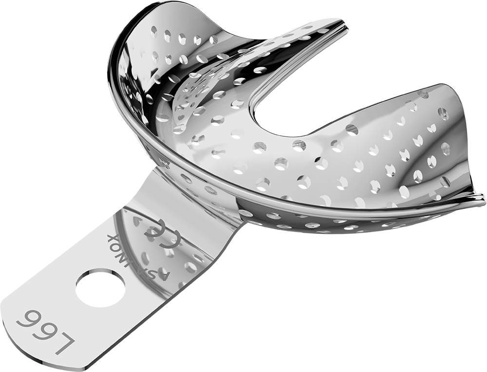 Perforiert, Edelstahl - unbezahnt - Retentionsrand - UK - L 2806-L66 – ASA Dental S.p.A. Uninominale, Einmalabdrucklöffel