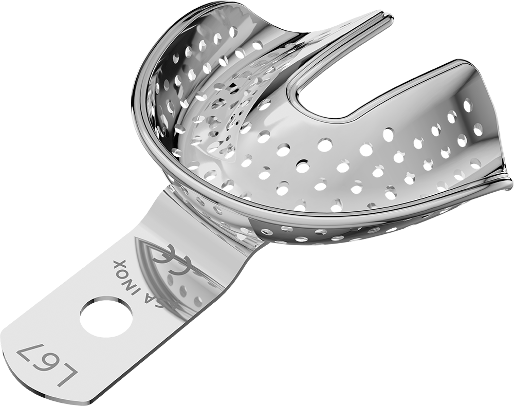 Perforiert, Edelstahl - unbezahnt - Retentionsrand - UK - NL 2806-L67 – ASA Dental S.p.A. Uninominale, Einmalabdrucklöffel
