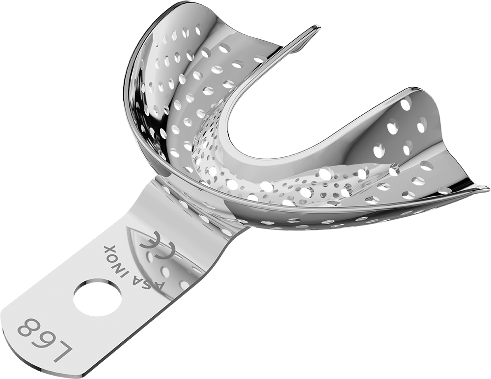Perforiert, Edelstahl - unbezahnt - Retentionsrand - UK - M 2806-L68 – ASA Dental S.p.A. Uninominale, Einmalabdrucklöffel