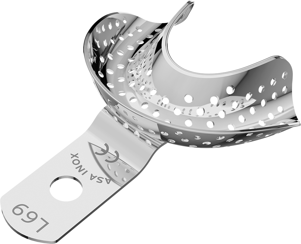 Perforiert, Edelstahl - unbezahnt - Retentionsrand - UK - S 2806-L69 – ASA Dental S.p.A. Uninominale, Einmalabdrucklöffel