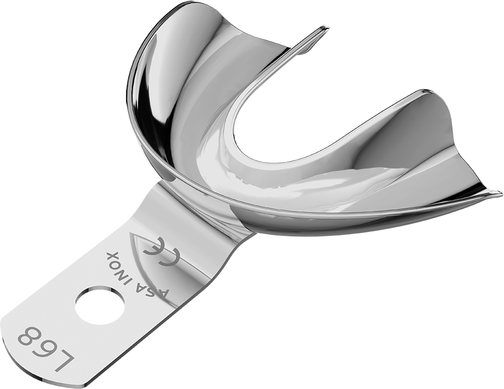 Abformlöffel Stahl nicht perforiert unbezahnt mit Retentionsrand UK 2808-L68 – ASA Dental S.p.A. Uninominale, Einmalabdrucklöffel