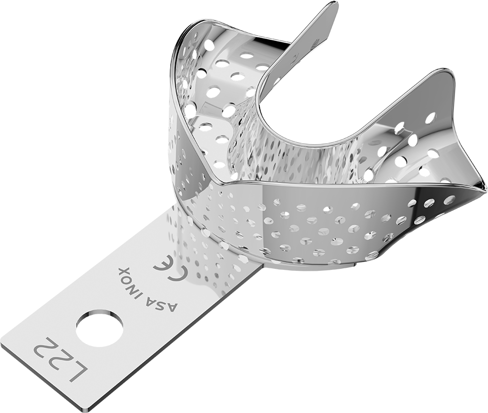 Perforiert, Edelstahl - anterior, bezahnt - Retentionsrand - UK - S 2809-L22 – ASA Dental S.p.A. Uninominale, Einmalabdrucklöffel