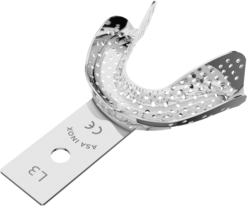 Perforiert, Edelstahl - unbezahnt - Retentionsrand - UK - S 2813-L3 – ASA Dental S.p.A. Uninominale, Einmalabdrucklöffel