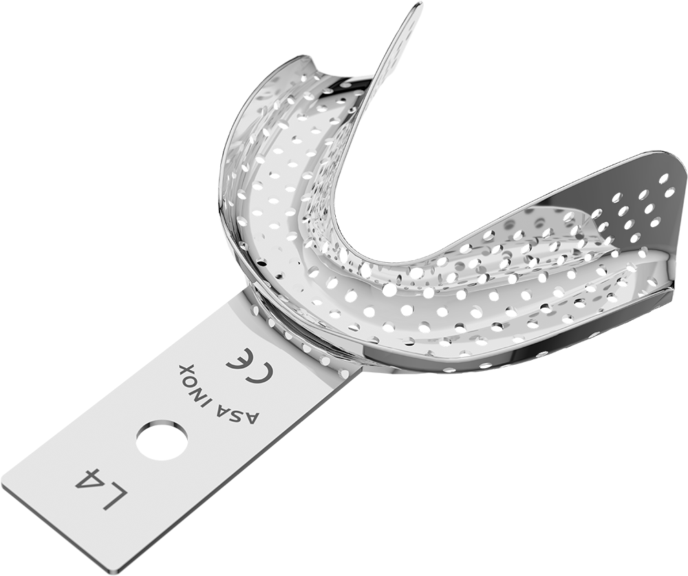Perforiert, Edelstahl - unbezahnt - Retentionsrand - UK - M 2813-L4 – ASA Dental S.p.A. Uninominale, Einmalabdrucklöffel