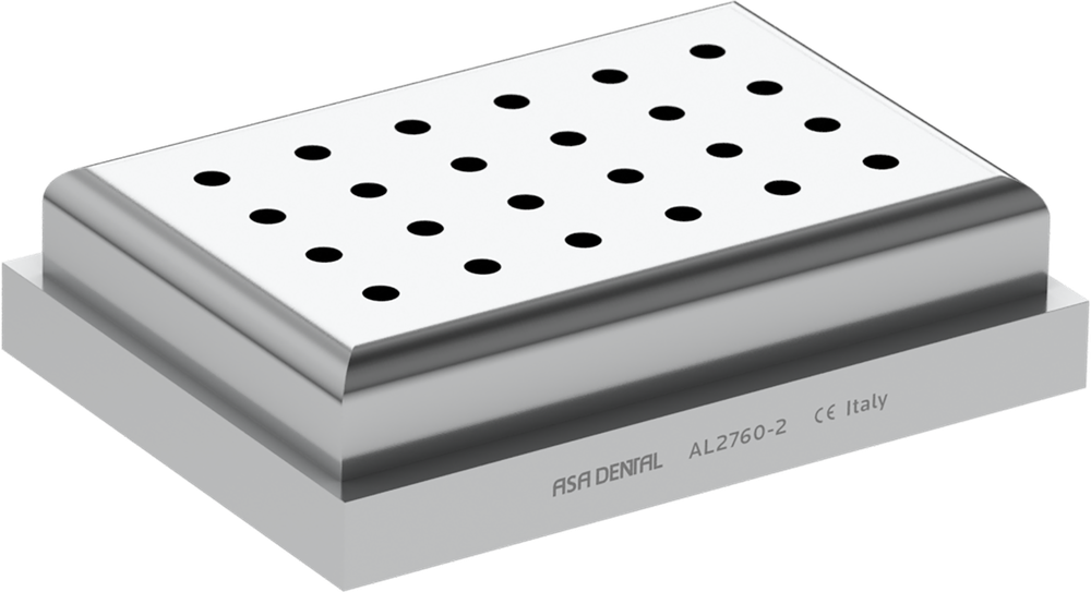 Bohrer - Aluminium geeignet für Dampfsterilisation - mit Sockel, für 24 CA Bohrer (groß) AL2760-2 – ASA Dental S.p.A. Uninominale, Instrumente / Zubehör