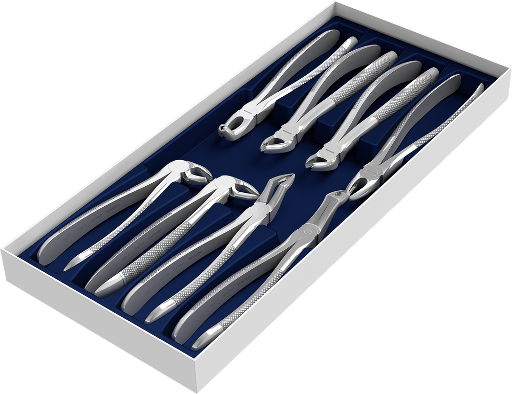 Set mit 8 Extraktionszangen S0100-1 – ASA Dental S.p.A. Uninominale, Extraktionszangen Oberkiefer