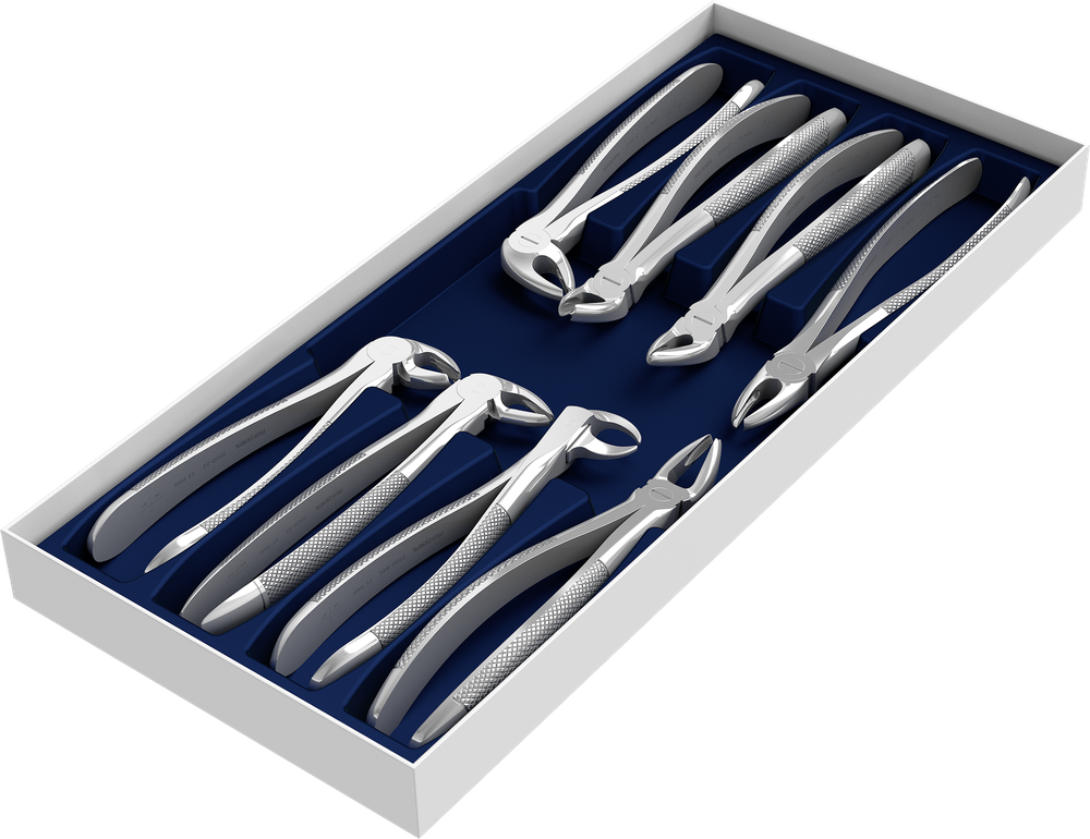 Set mit 8 Extraktionszangen S0100-2 – ASA Dental S.p.A. Uninominale, Extraktionszangen Oberkiefer