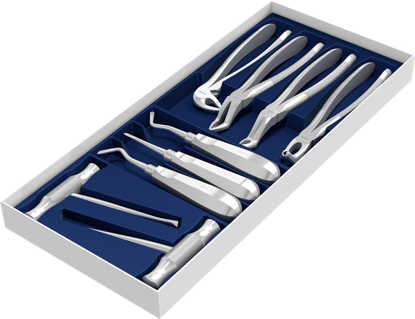 Set mit 4 Zangen + 5 Wurzelhebern S0100-3