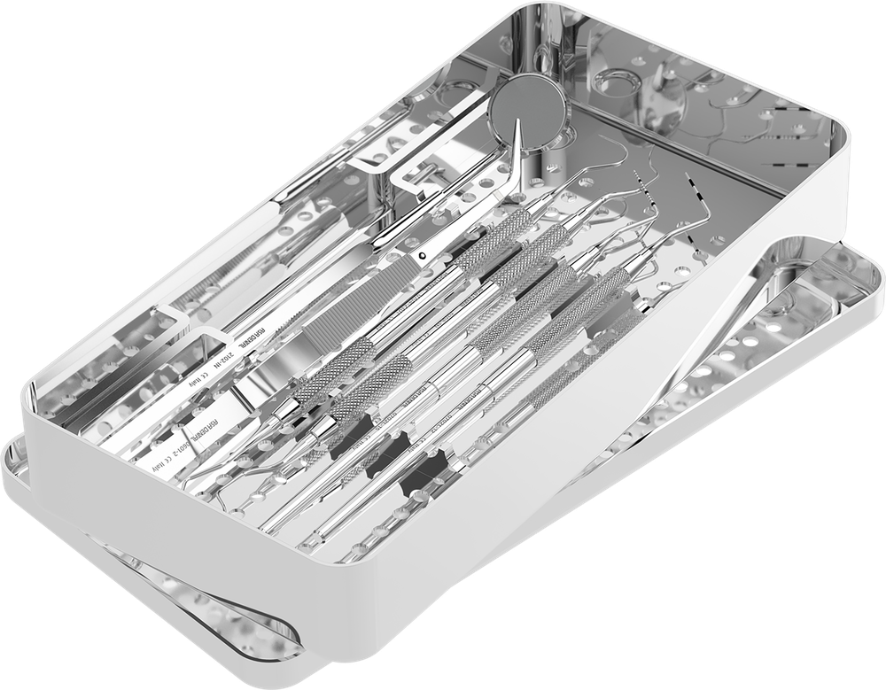 Erstuntersuchungsset mit 5 Instrumenten + Edelstahl-Tray S0600-1 – ASA Dental S.p.A. Uninominale, Scaler