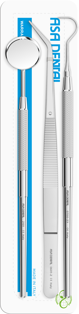 Griff + Spiegel Nr. 4, Sonde Nr. 23, London-College-Pinzette S0600-23 – ASA Dental S.p.A. Uninominale, Mundspiegel und Zubehör