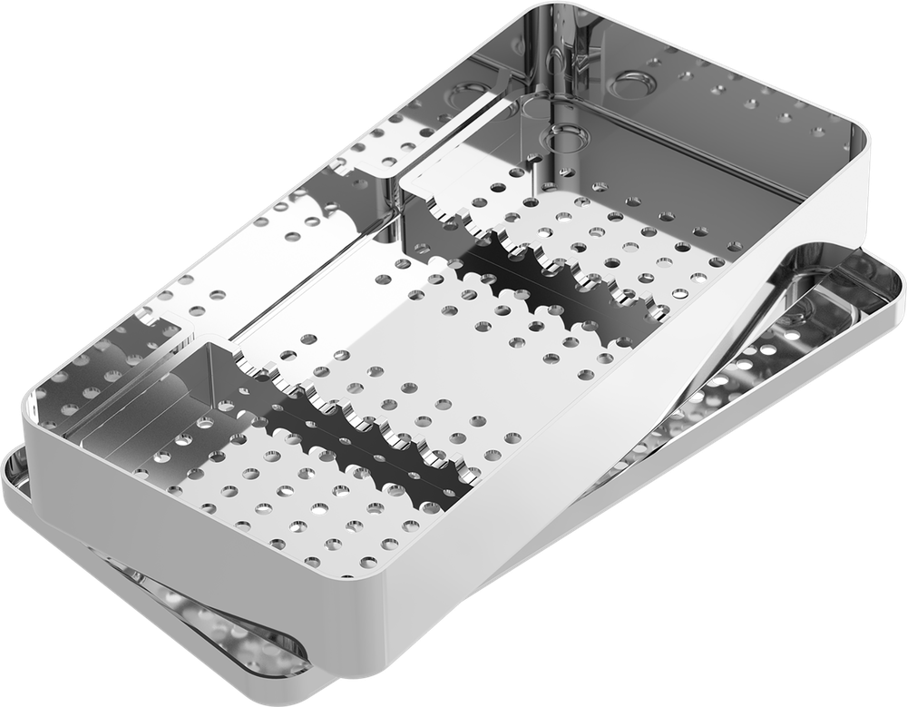 Instrumentenhalter gelocht mit Schiene - 7 Instrumente - MEDIUM 200x100x30 mm S2702 – ASA Dental S.p.A. Uninominale, Trays, Sterilcontainer und Zubehör