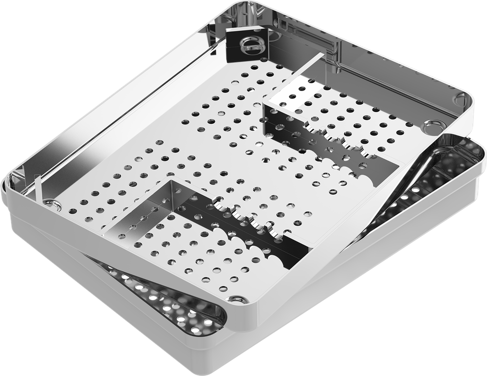 Intrumentenschiene mit Schiene - 4 Instrumente - MEDIUM 187x144x39 mm S2723-2 – ASA Dental S.p.A. Uninominale, Trays, Sterilcontainer und Zubehör