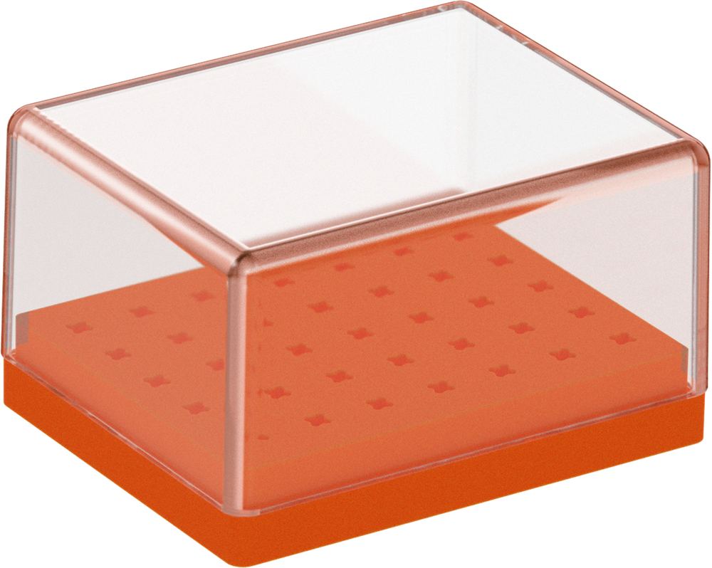 Silikon-Bohrerständer - orange mit durchsichtigem Deckel AL2761-U - Orange S2760-A – ASA Dental S.p.A. Uninominale, Bohrerständer