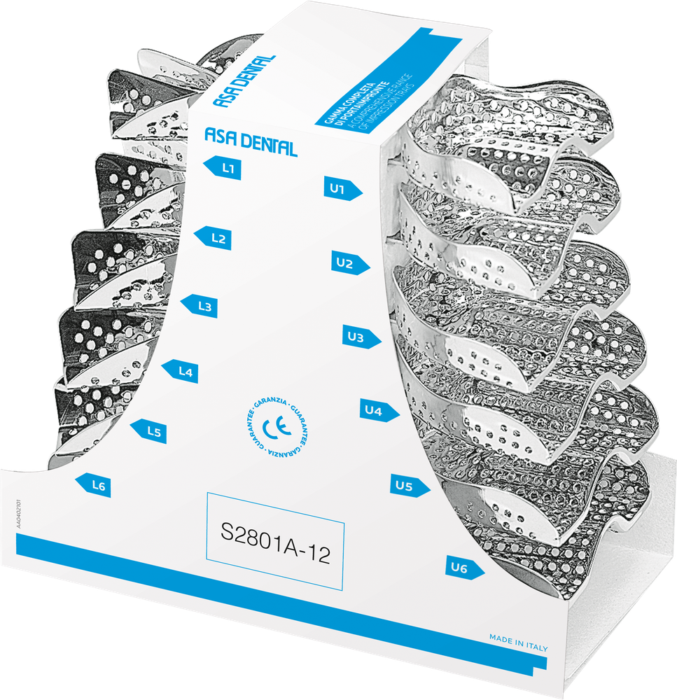 Abformlöffel-Set, 12-teilig - anatomisch geformt S2801A-12 – ASA Dental S.p.A. Uninominale, Einmalabdrucklöffel