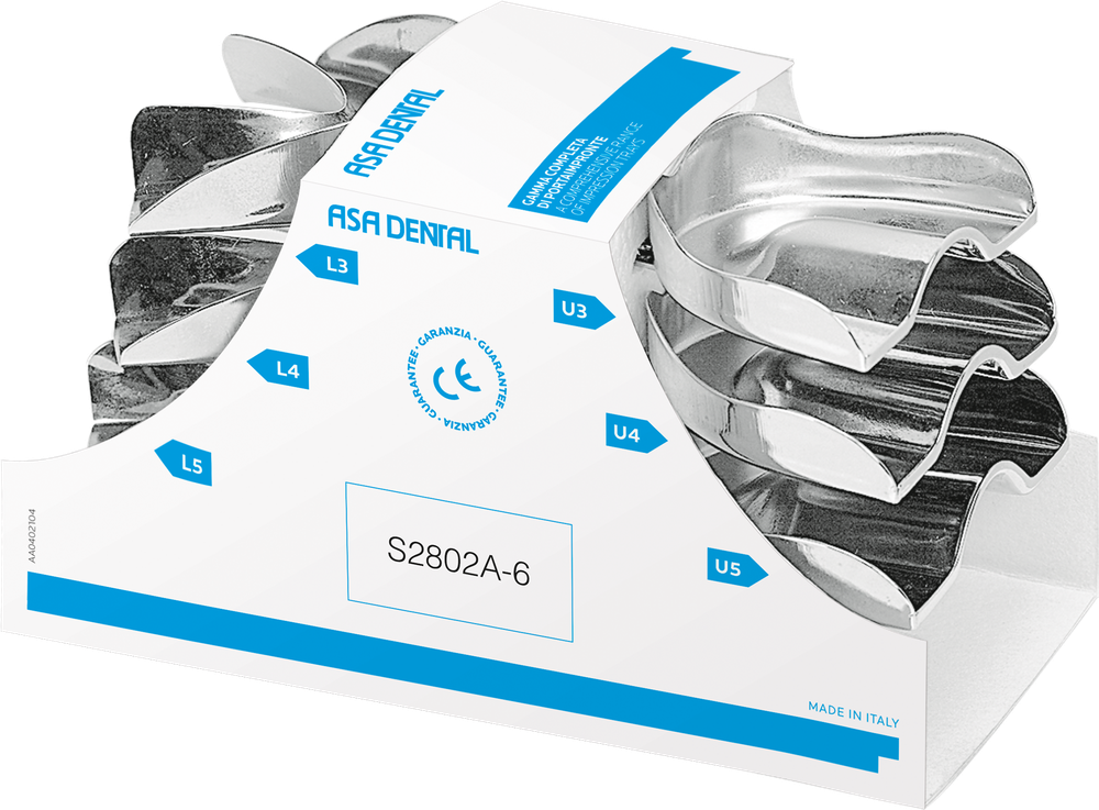 Abformlöffel-Set, 6-teilig - anatomisch geformt S2802A-6 – ASA Dental S.p.A. Uninominale, Einmalabdrucklöffel