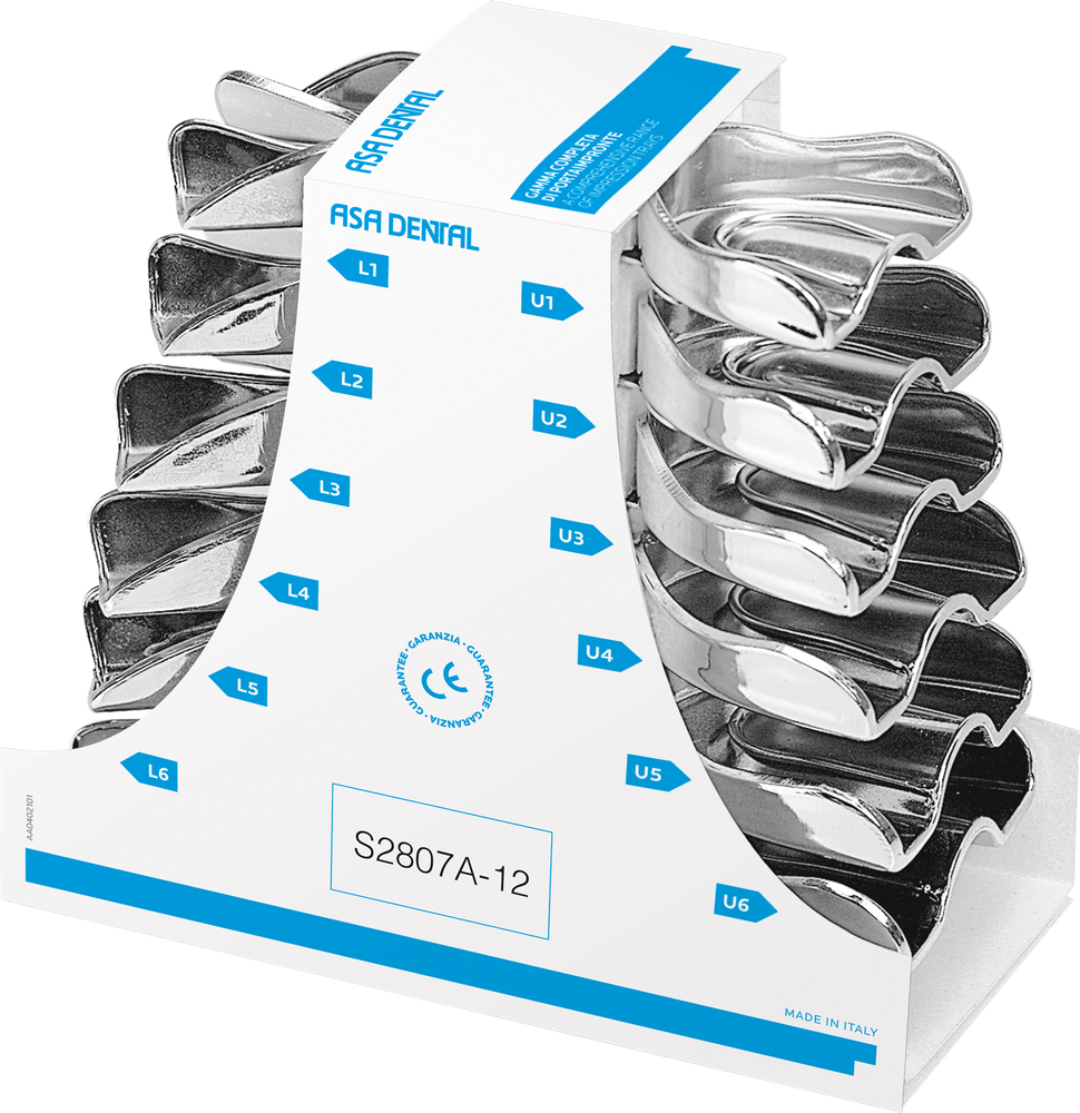 Abformlöffel-Set, 12-teilig - perma-lock - anatomisch geformt S2807A-12 – ASA Dental S.p.A. Uninominale, Einmalabdrucklöffel