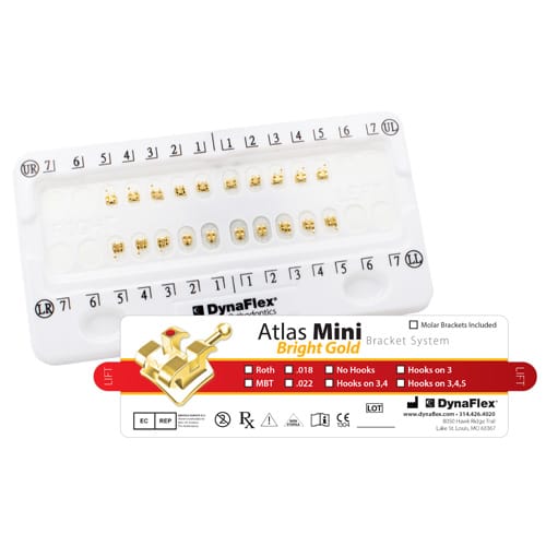 ATLAS MINI BRIGHT GOLD BRACKET SYSTEM – Dynaflex Orthodontics USA, Metallbrackets