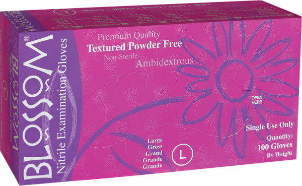 Blossom Lila Nitrile Powder Free Textured Exam Gloves
