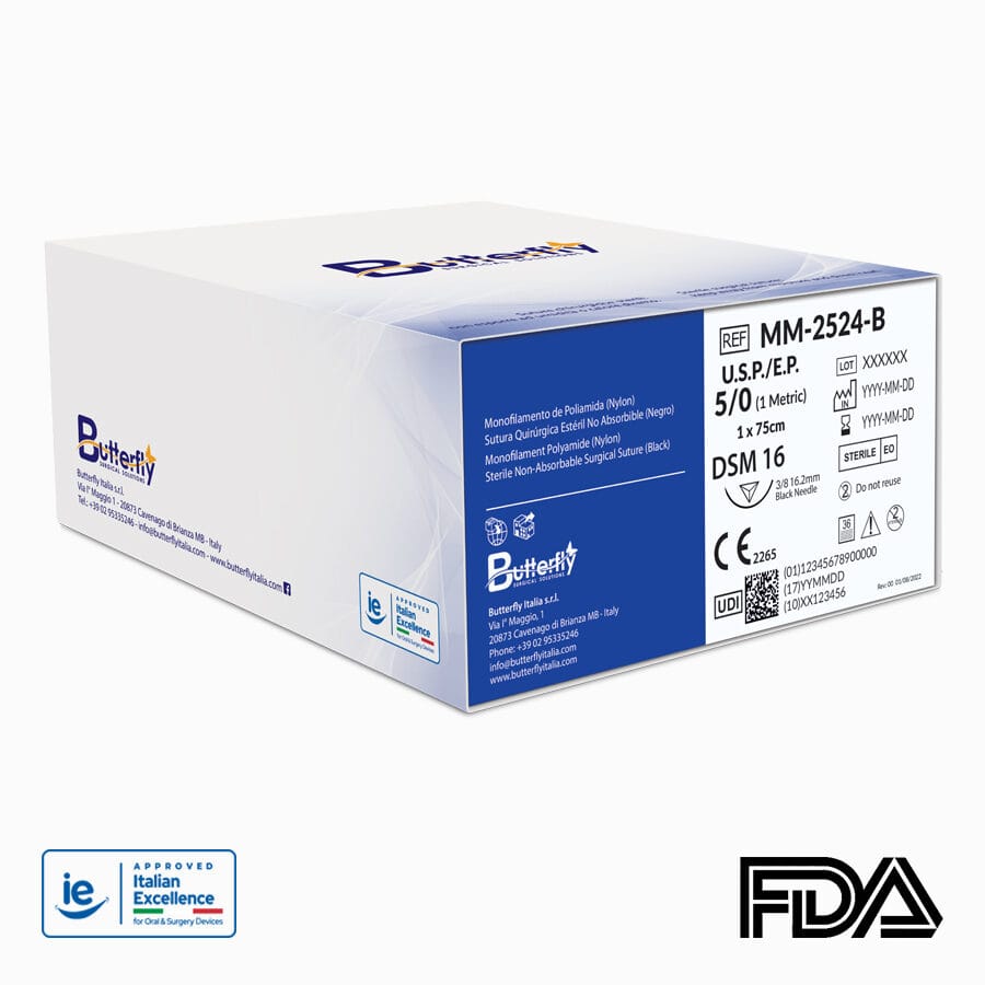 Monomyd – Nicht resorbierbare Nahtmaterialien, Monofilament, blau – Butterfly Italia srl, Nahtmaterial