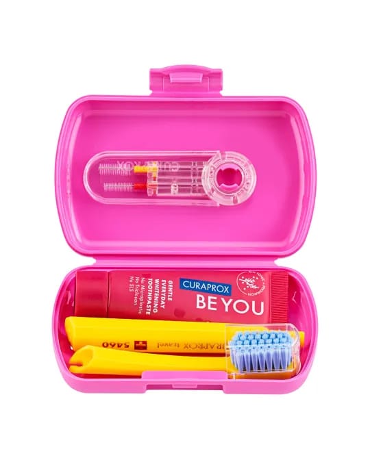 Travel-Set rosa – Curaden AG, Zahnbürsten