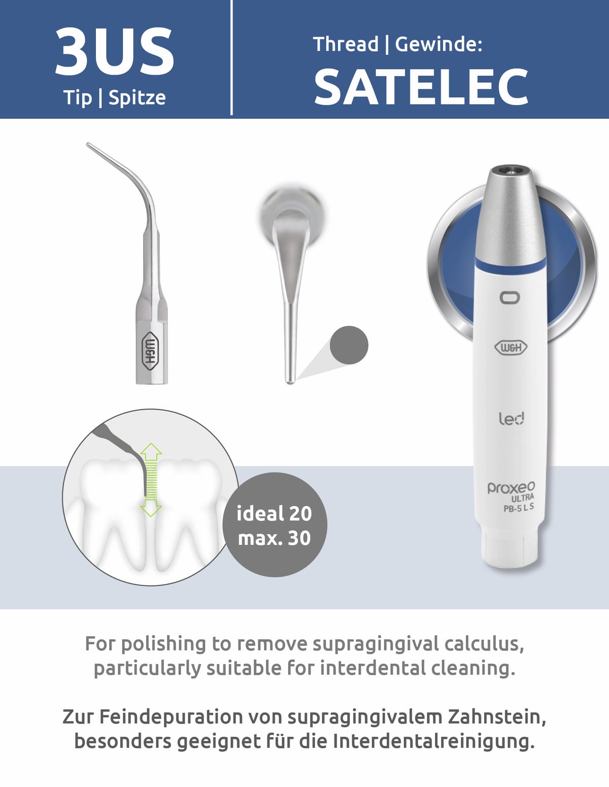 Spitze 3US (Satelec Gewinde) mit Wechsler – DKL Chairs, Ultraschallgeräte