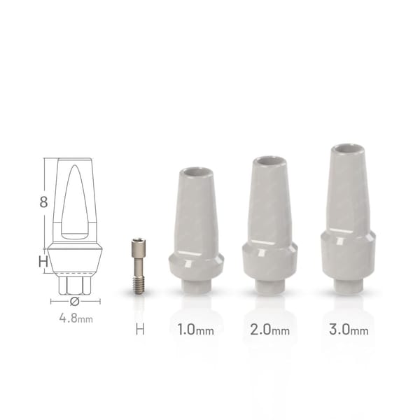 Straight Anatomic Temporary Peek Abutment compatible with American Dental (ADI)® ADI™ Ø4.7 IH 4.5 RP