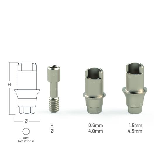 Anti-Rotational Titanium Base CAD/CAM Interface compatible with Edison Medical® Morsy Ø3.5 - Ø6.0 AR-RP CC RP (Ø 4 mm, H 0.6 mm)