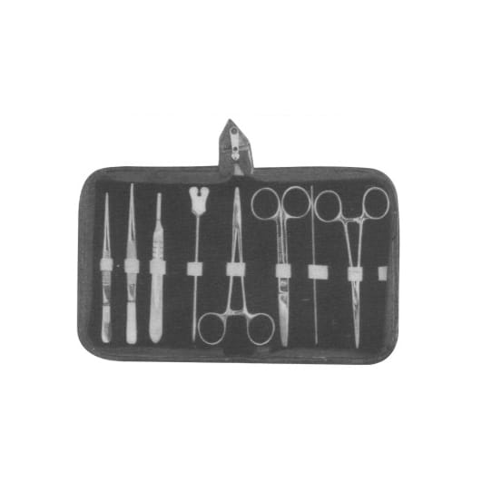 Dissecting Forceps Thumb 14 cm / Dissecting Forcep 1×2 Teeth 14 cm / B.P Handle No. 3 / Grooved Director and Tongue tie / Mayo Hearg Needle Holder 14 cm / Operating Scissor S/B str 14 cm / Probe Double end / Kelly Forcep STR 14 cm – EMERALD INSTRUMENTS, Chirurgische Instrumente