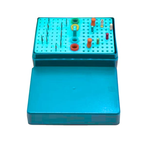 Bur Disinfection box resistant to high temperature and Pressure, 160 holes, Turquoise | ErgoDenta 7458T