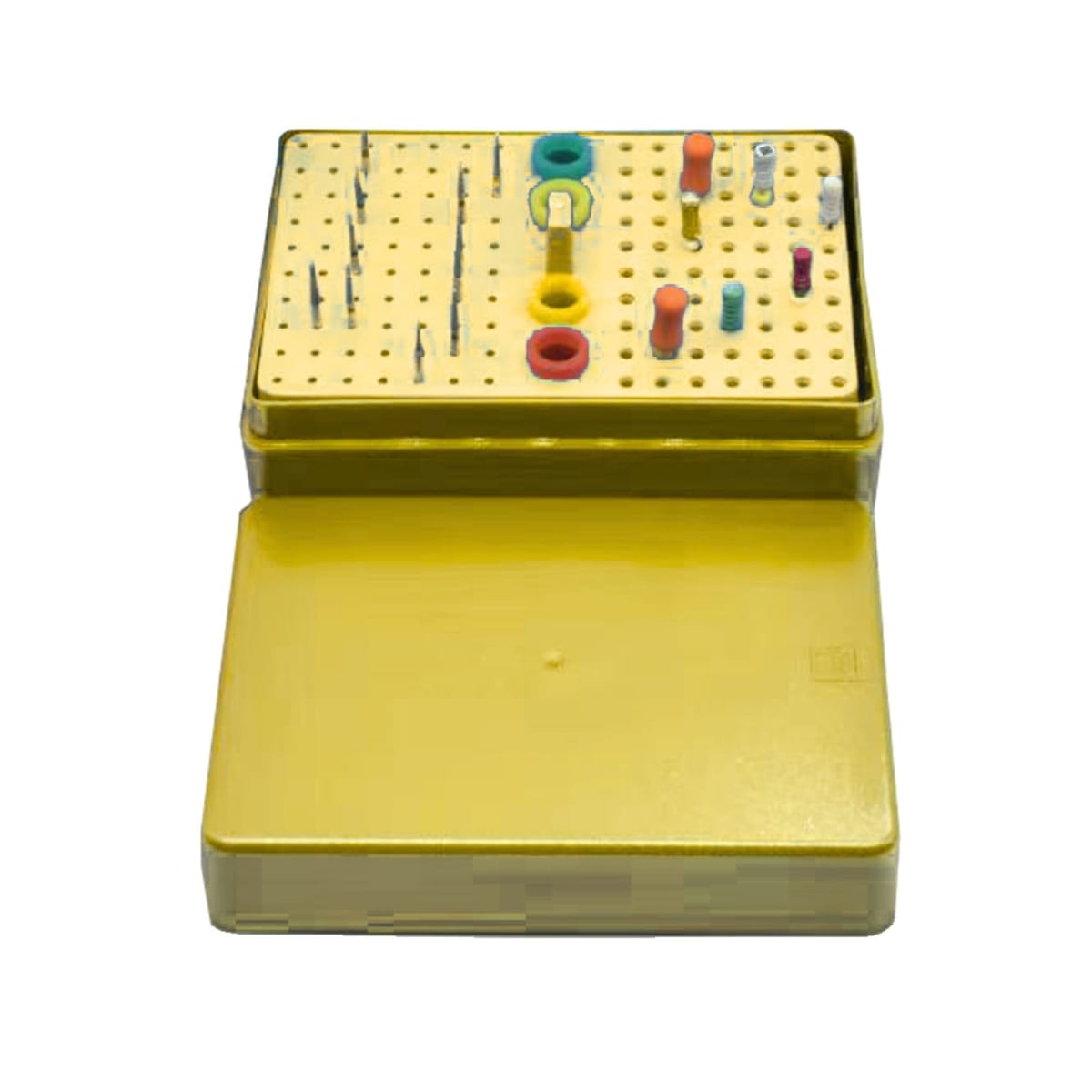 Bur Disinfection box resistant to high temperature and Pressure, Yellow | ErgoDenta 7458Y – ErgoDenta ApS, Bohrerbäder