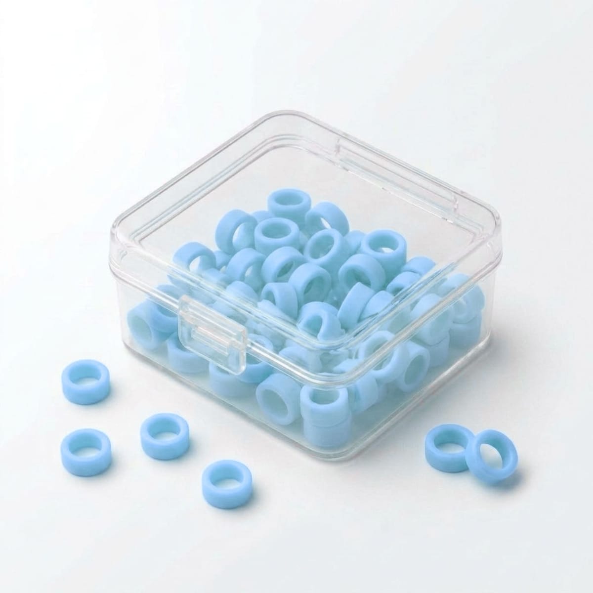 Color Coded Rings, Small, 50 pcs/box — Light Blue | ErgoDenta 5651S – ErgoDenta ApS, Sonstige Einmalartikel